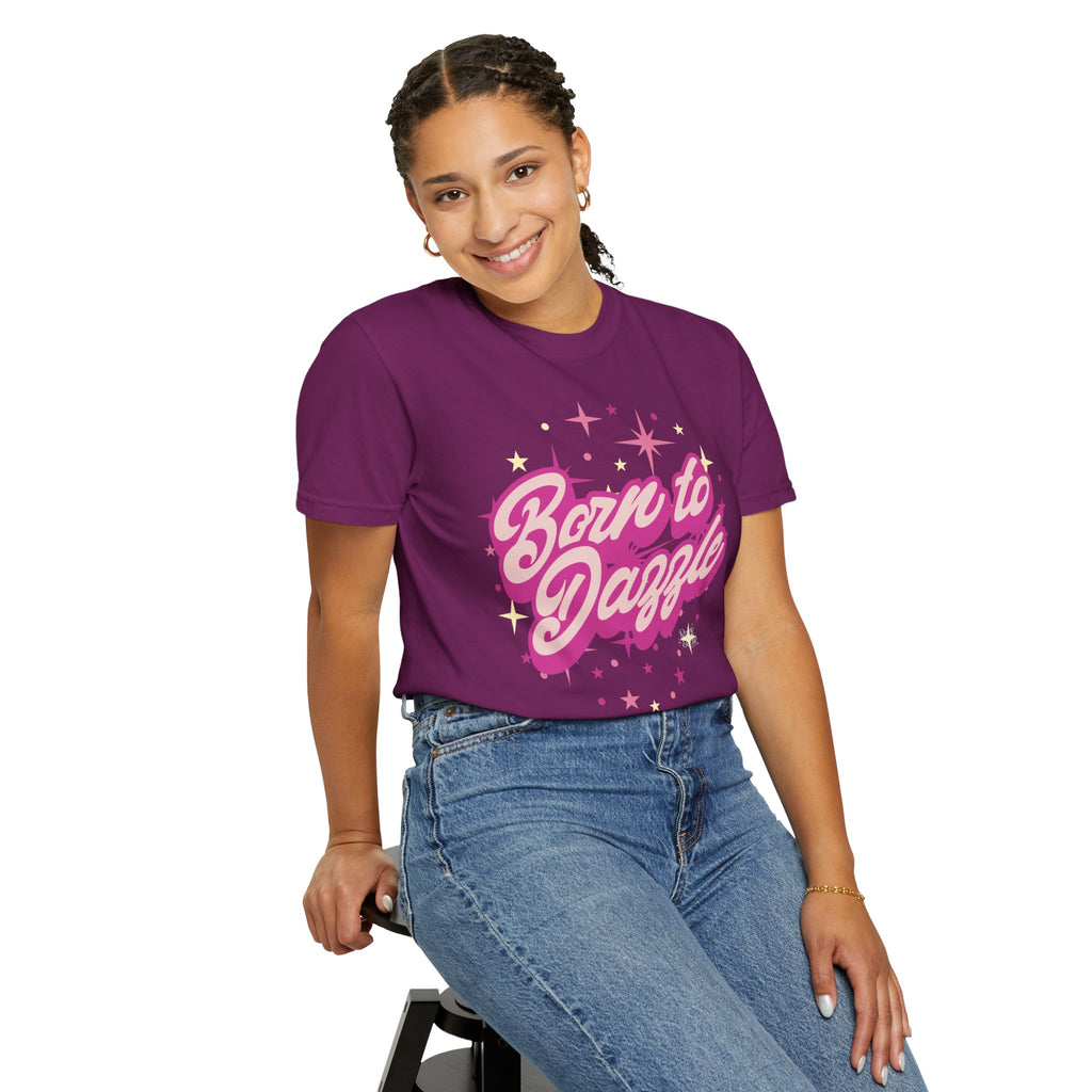 Born to Dazzle Unisex Garment-Dyed T-shirt, Graphic Tee, Vintage Style Shirt, Unique Gift, Fun Casual Wear