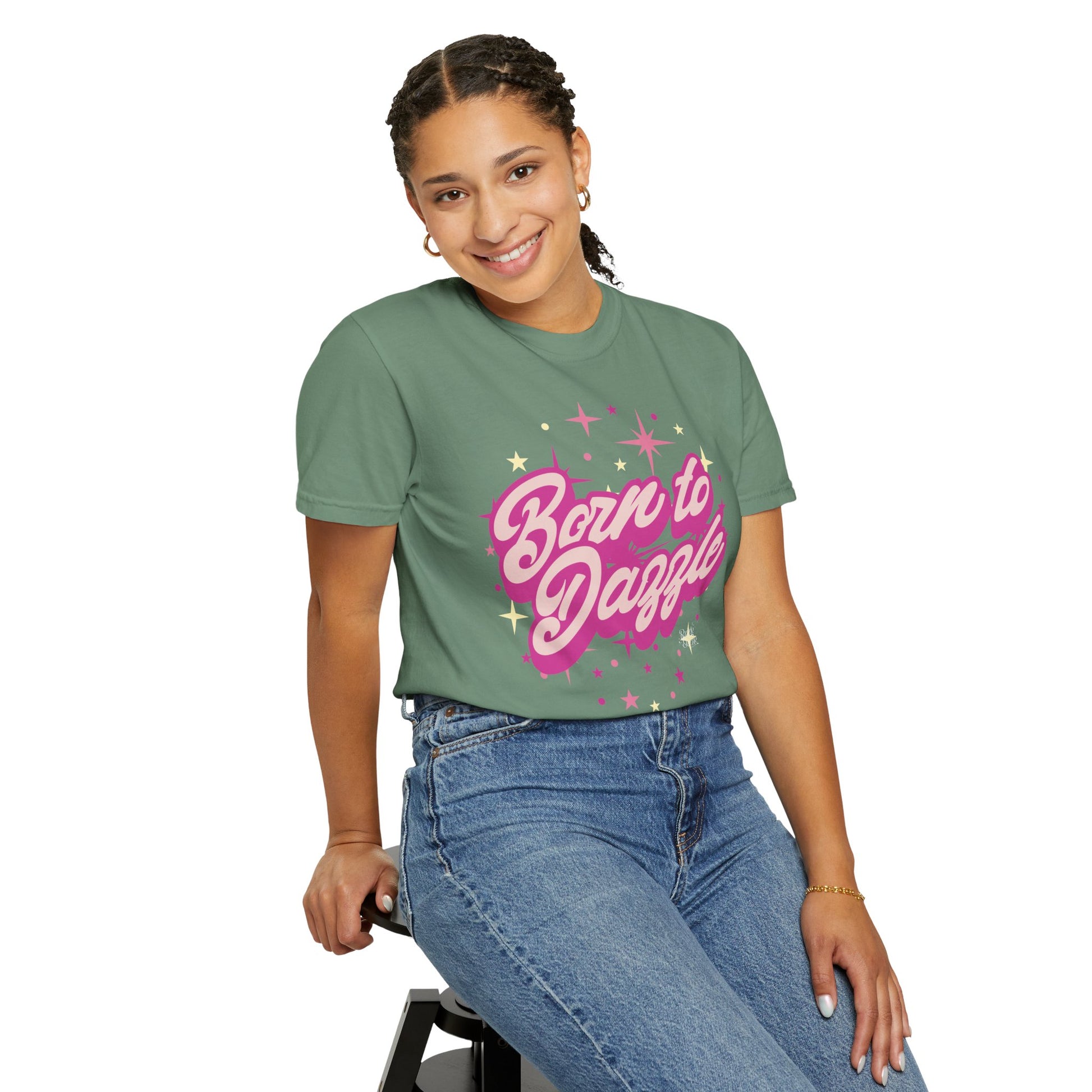 Born to Dazzle Unisex Garment-Dyed T-shirt, Graphic Tee, Vintage Style Shirt, Unique Gift, Fun Casual Wear