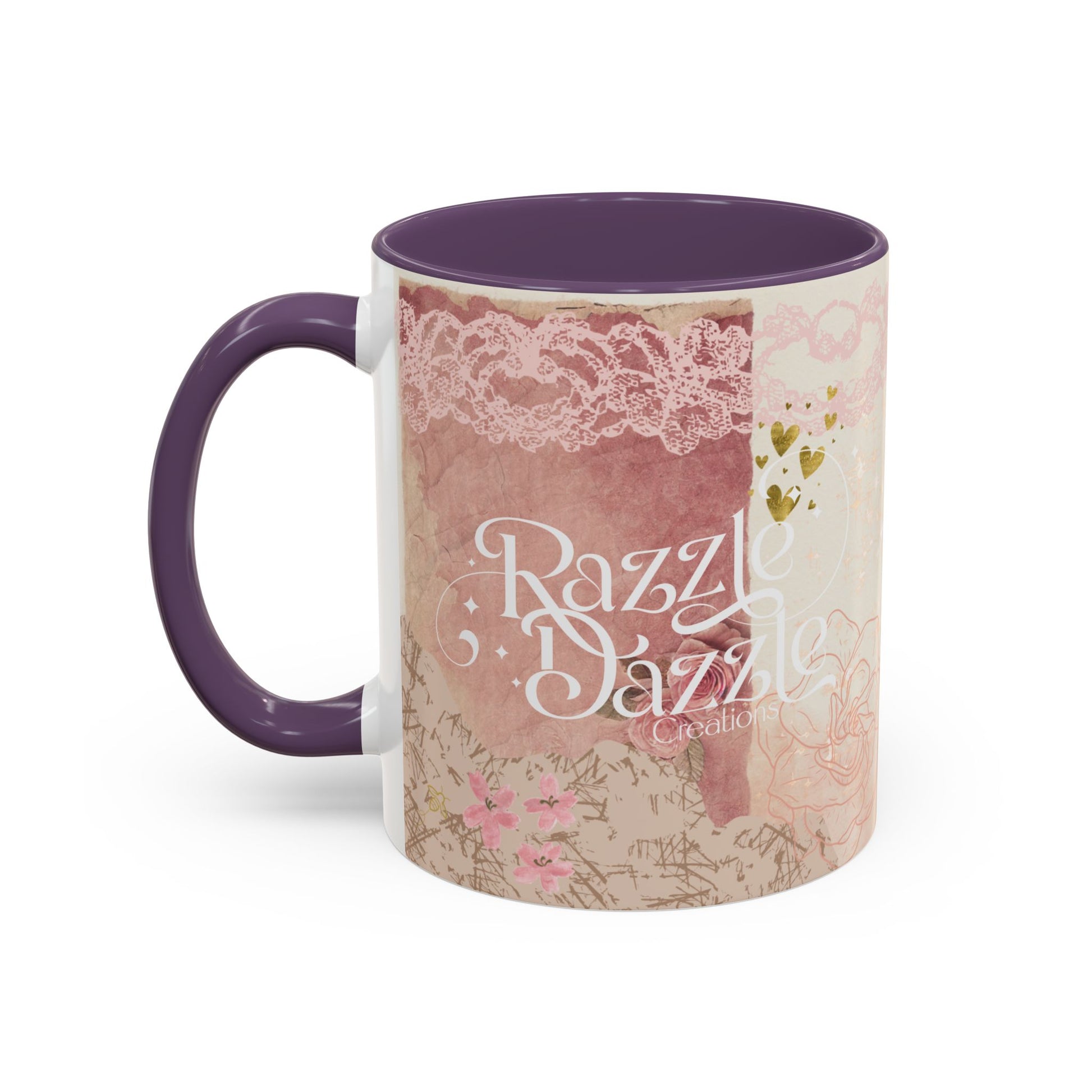 Elegant Floral Accent Coffee Mug | Cute Gift for Tea Lovers, Razzle Dazzle Mug, 11oz & 15oz Options